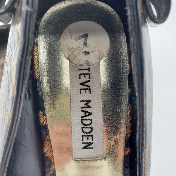 Steve Madden Pump High Heel Shoe Leopard Animal Print Accent Bow Women's Size 7 - Picture 6 of 7